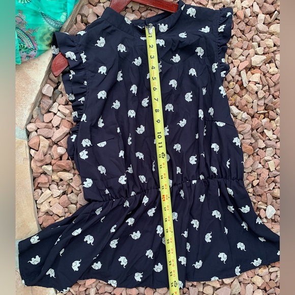 Jessy B Blue and White Elephant Ruffled Sleeves Blouse - Picture 9 of 13